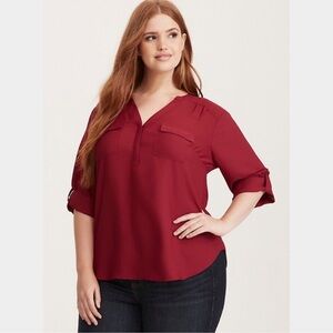 Torrid Harper Georgette Pullover Blouse in Red Plus Size 1